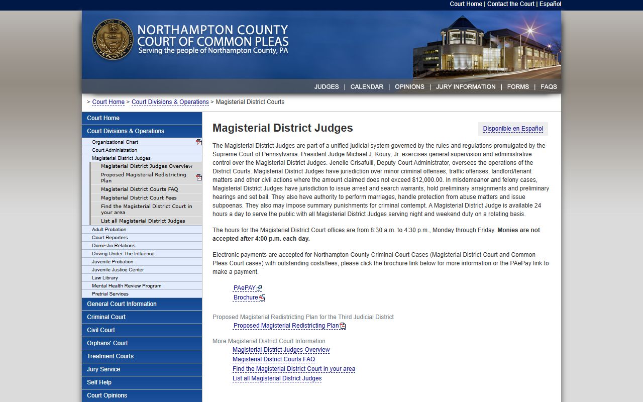 Bethlehem traffic court records from Northampton County MDJ offices