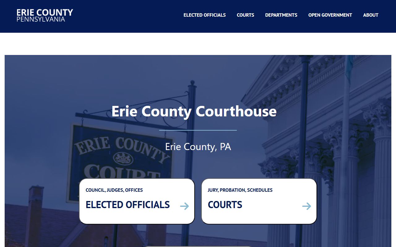 Erie County Courts website for Erie traffic court records