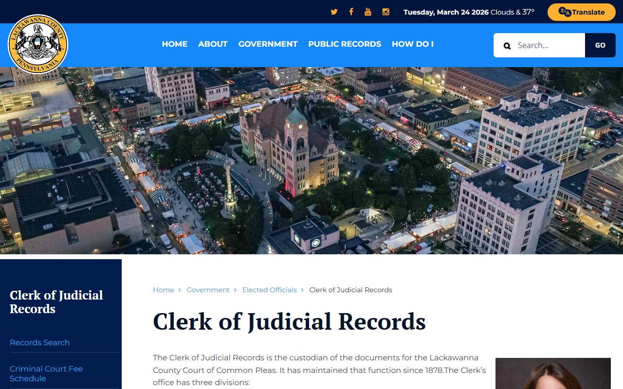 Scranton traffic court records from Lackawanna County Clerk of Judicial Records