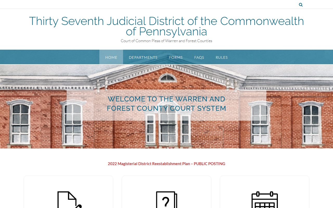 37th Judicial District website covering Forest County traffic court records