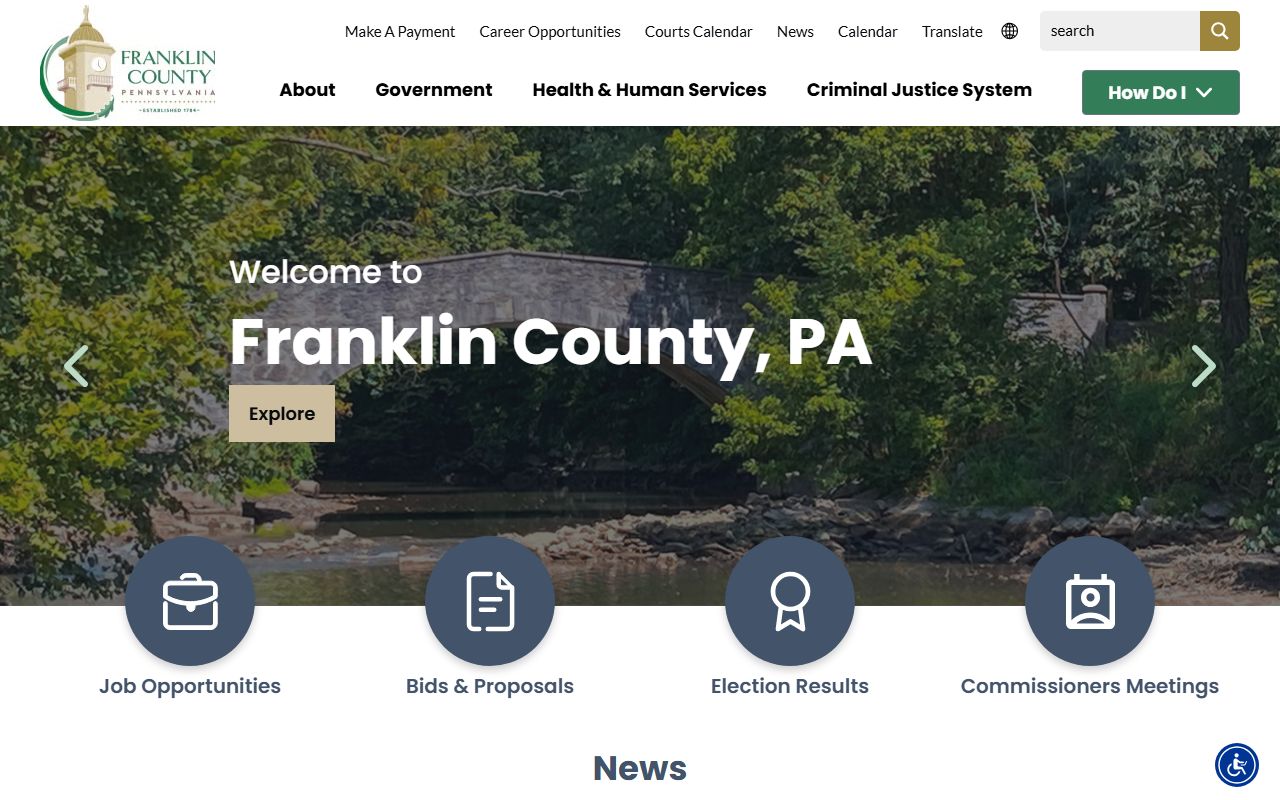 Franklin County open records judiciary page for traffic court records