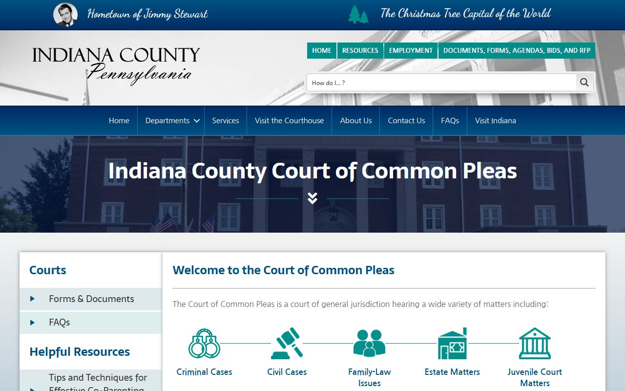 Indiana County Court of Common Pleas website for traffic court records