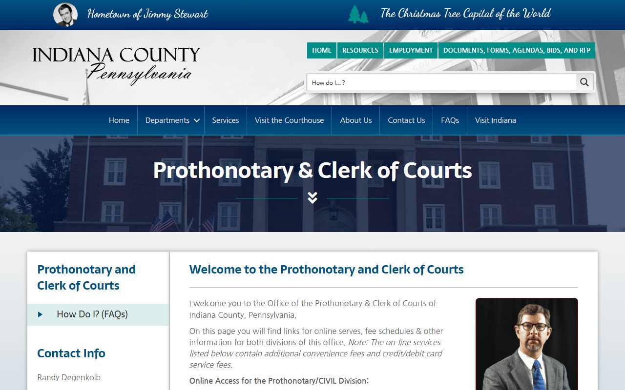 Indiana County Prothonotary and Clerk of Courts for traffic court records