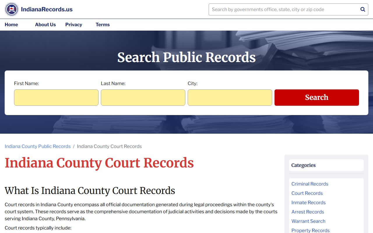 Indiana County Magisterial District Courts for traffic court records