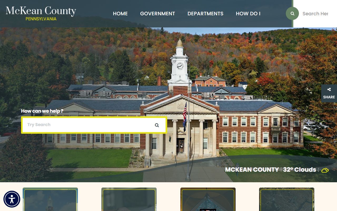 McKean County government website showing court and traffic record information