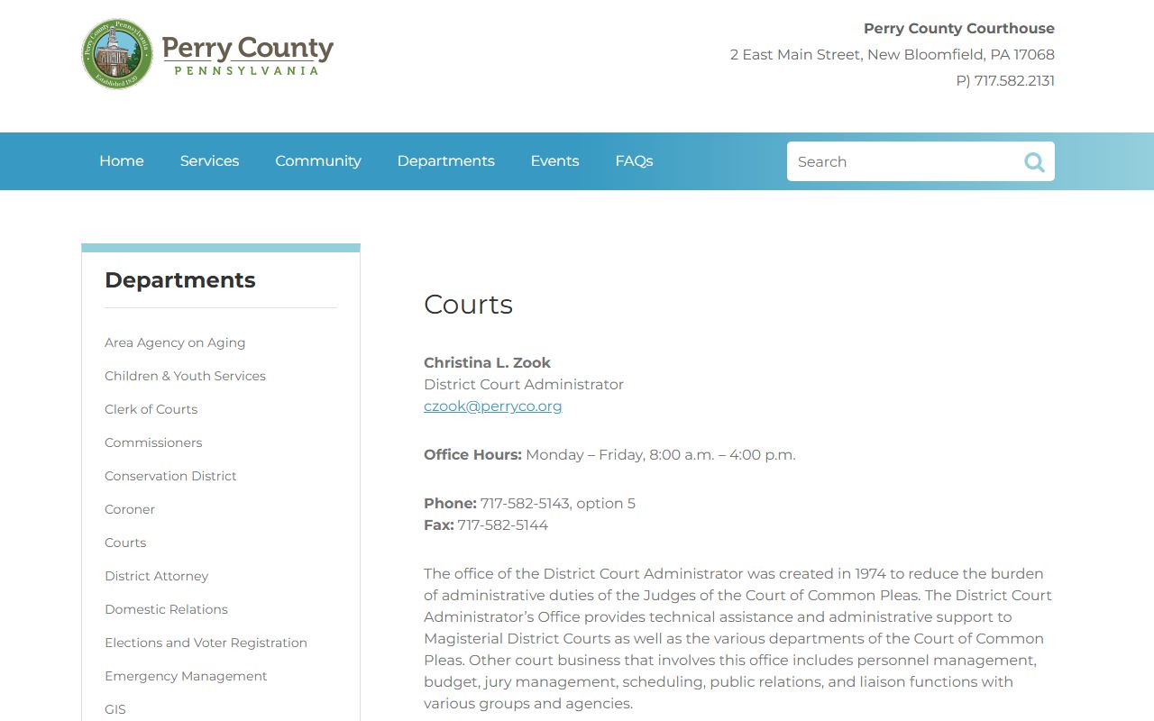 Perry County clerk of courts building for traffic record requests