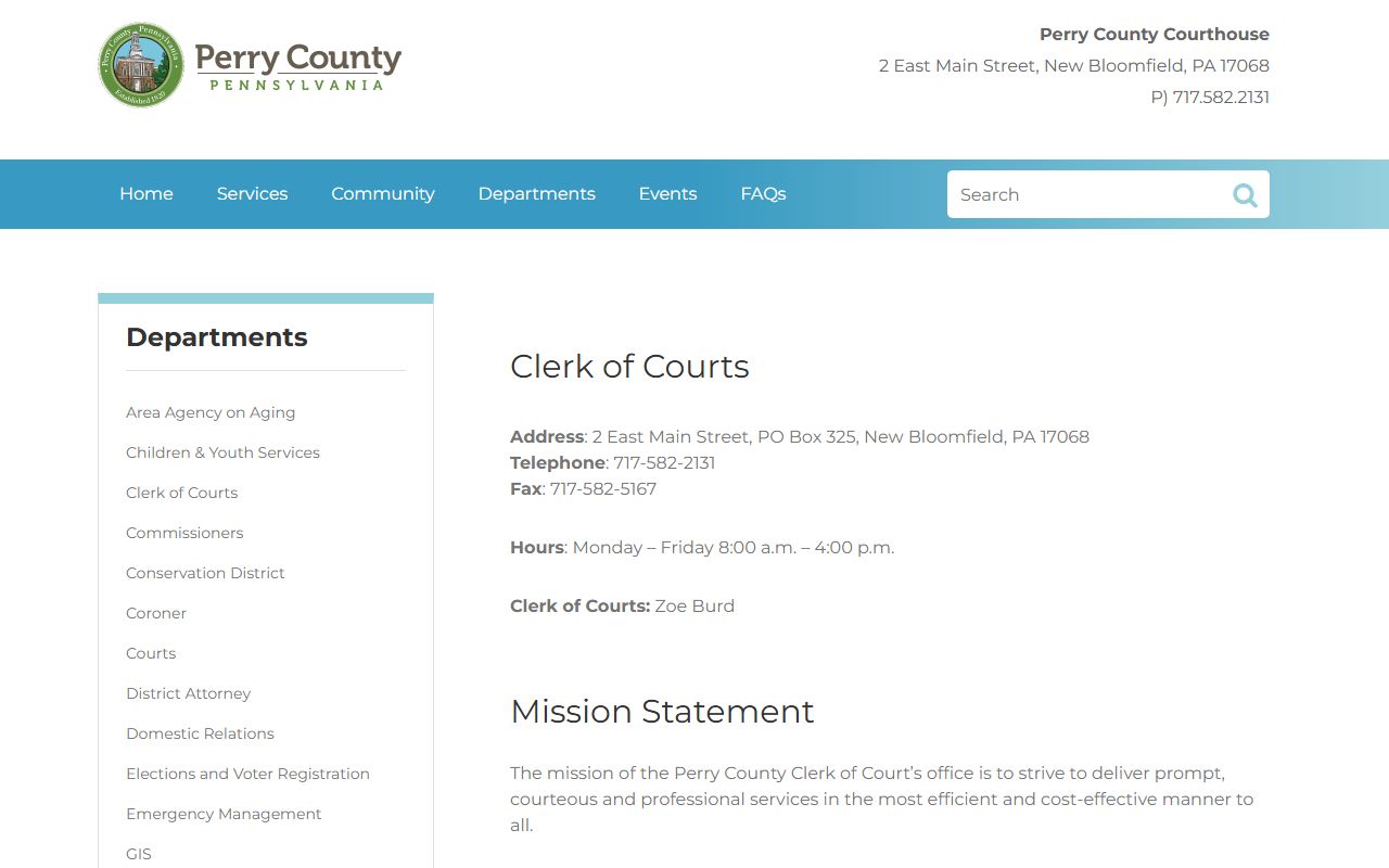 Perry County traffic court records clerk of courts website