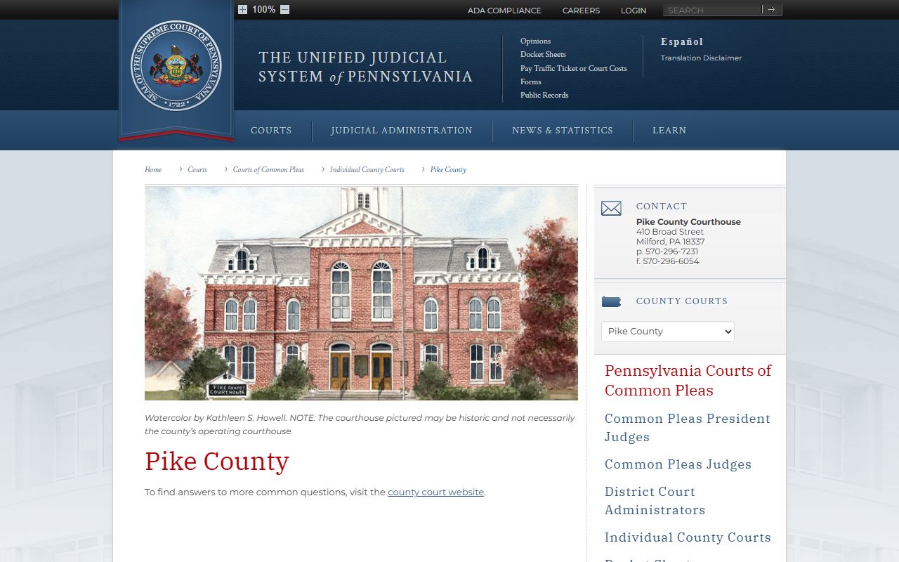 Pike County Court of Common Pleas 60th Judicial District traffic court records