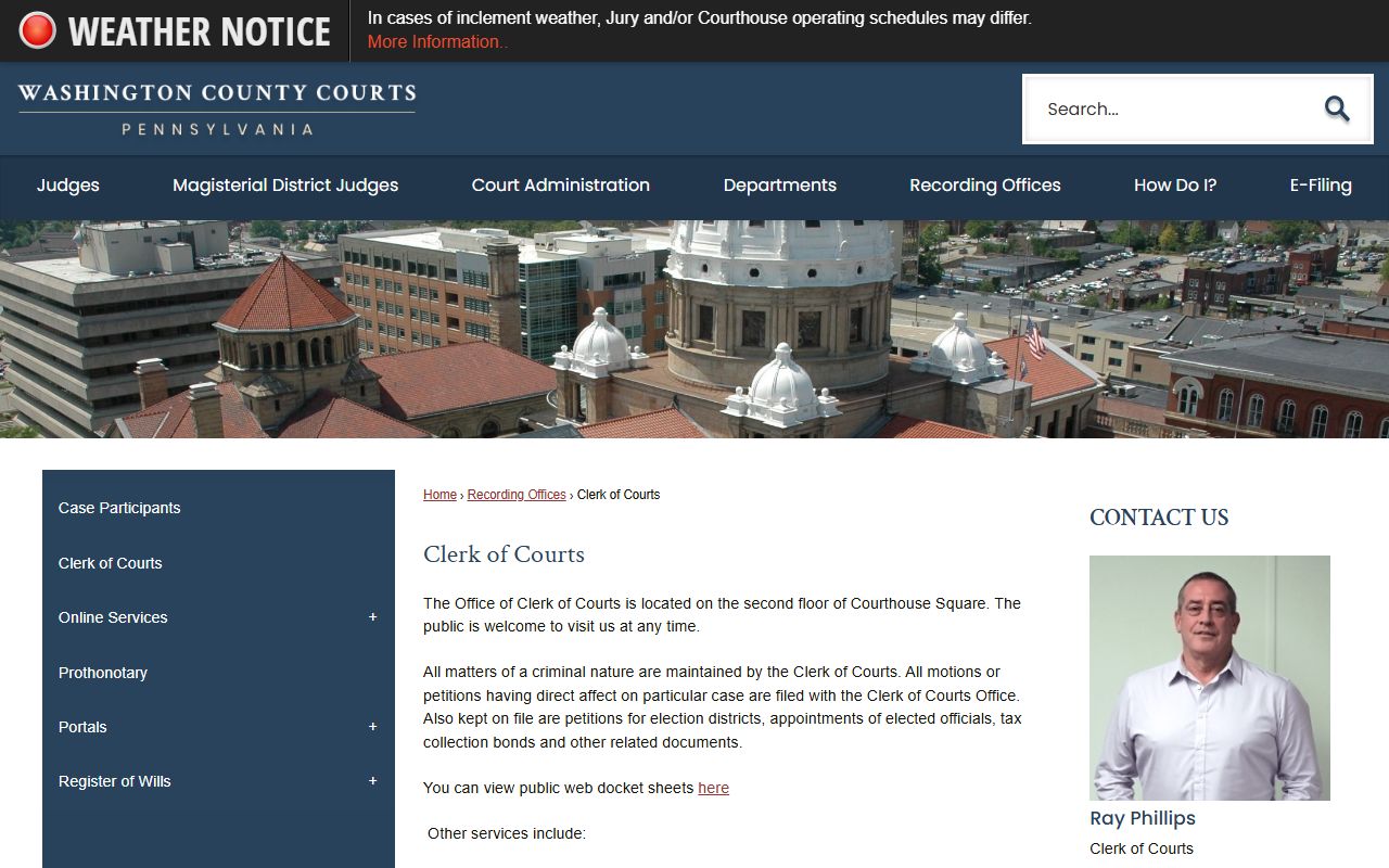 Washington County Clerk of Courts office handling traffic court records